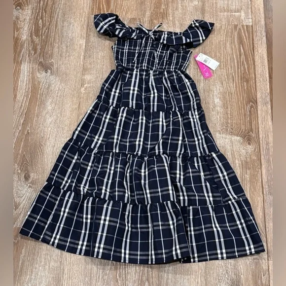 BCX Big Girls Plaid Taffeta Tiered Maxi Dress - Picture 3 of 6